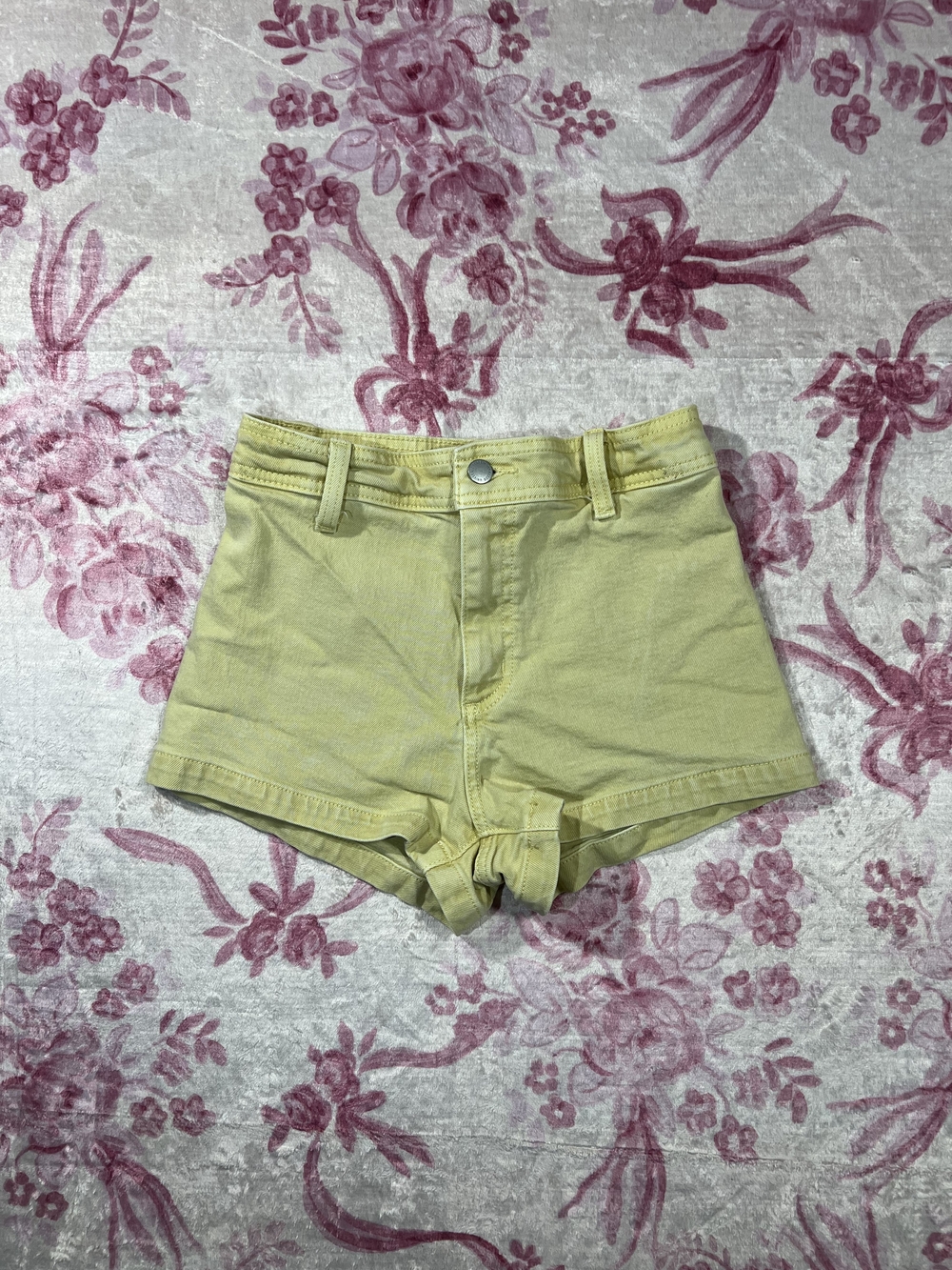 Universal Thread Sailor Shorts Yellow Denim High Rise Mini Size 0 Womens
